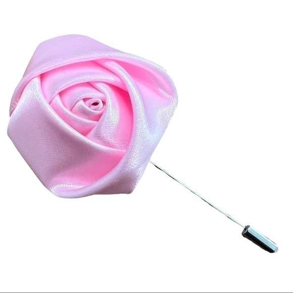 NEW Pink Satin Flower Lapel Pin - Picture 1 of 2